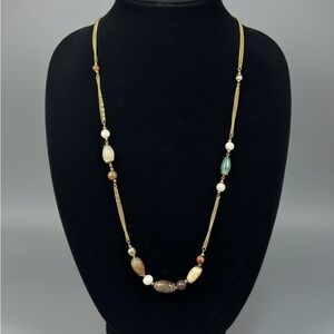 Vintage Estate agate Muti - colored Stone beads necklace